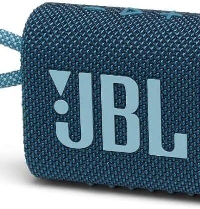 JBL GO 3 - Wireless Bluetooth portable speaker with integrated loop for travel with USB C charging cable, in blue